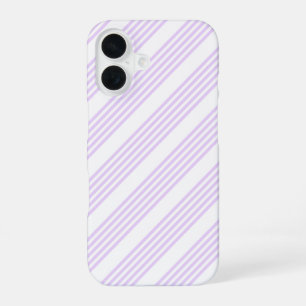 Paarse en witte vijf strepenpatroon iPhone 16 hoesje