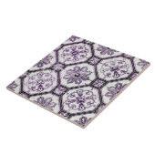 Paarse en witte vintage  tegeltje (Zijkant)