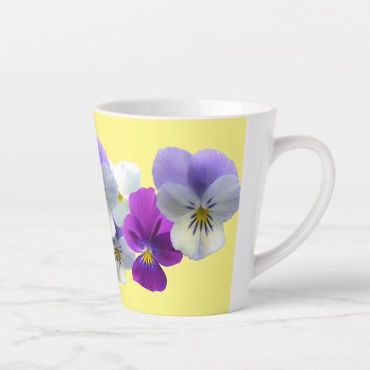 Paarse en witte violen Gele Latte Mok (Rechts)