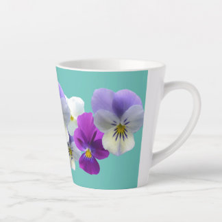 Paarse en witte violen Licht turquoise Latte Mok