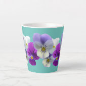 Paarse en witte violen Licht turquoise Latte Mok (Voorkant)