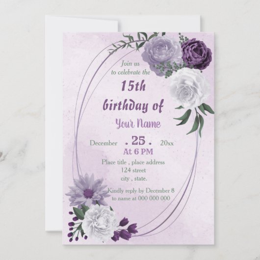 paarse en witte vlakke geometrische verjaardag kaart (Voorkant)