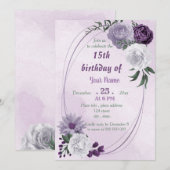 paarse en witte vlakke geometrische verjaardag kaart (Voorkant / Achterkant)