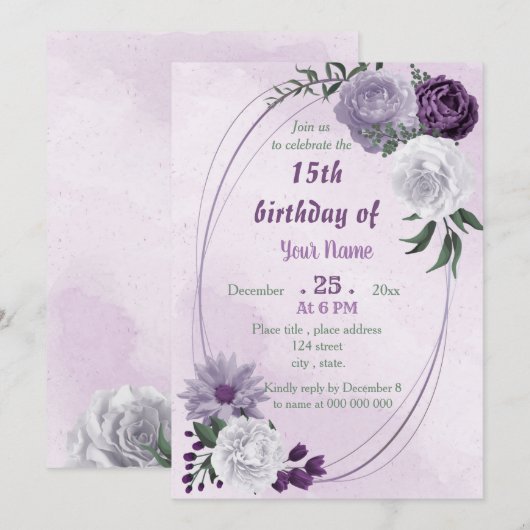 paarse en witte vlakke geometrische verjaardag kaart (Voorkant / Achterkant)