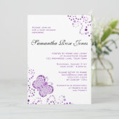 Paarse en witte vlinder Elegant Baby shower Kaart (Staand voorkant)