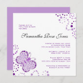 Paarse en witte vlinder Elegant Baby shower Kaart (Voorkant / Achterkant)