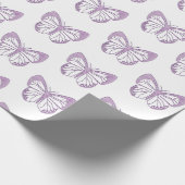 Paarse en Witte Vlinder Gift Wrap Cadeaupapier (Hoek)