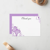 Paarse en witte vlindervat Dank u wel Notitiekaartje (Voorkant / Achterkant in situ)