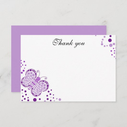 Paarse en witte vlindervat Dank u wel Notitiekaartje (Voorkant / Achterkant)