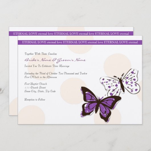 Paarse en witte vlinderwedstrijd kaart (Voorkant / Achterkant)