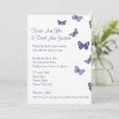 Paarse en witte vlinderwedstrijd kaart (Staand voorkant)