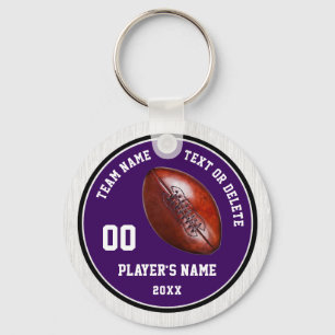 Paarse en Witte Voetbal Sleutelhangers, 4 Tekstvak Sleutelhanger