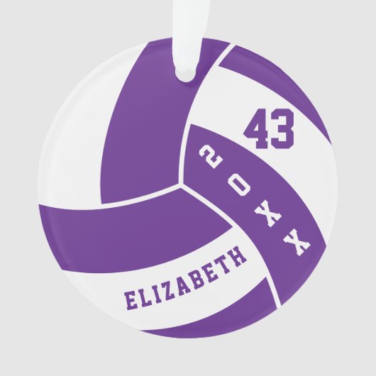 Paarse en witte volleybal 4 | DIY-naam Ornament (voorkant)