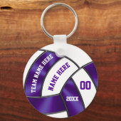 Paarse en witte volleybal Gift Ideeën voor Spelers Sleutelhanger (Voorkant)