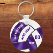Paarse en witte volleybal Gift Ideeën voor Spelers Sleutelhanger (Achterkant)