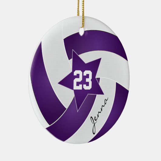 Paarse en witte volleybal keramisch ornament (Rechts)