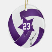 Paarse en witte volleybal keramisch ornament (Links)