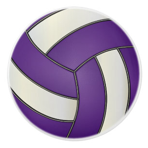 Paarse en witte volleybal keramische knop