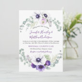 Paarse en witte Waterverf bloemenbruiloft | Kaart (Staand voorkant)