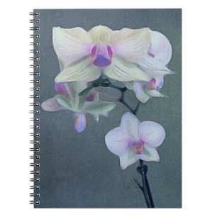 Paarse en witte Waterverf Orchid Flowers Notitieboek