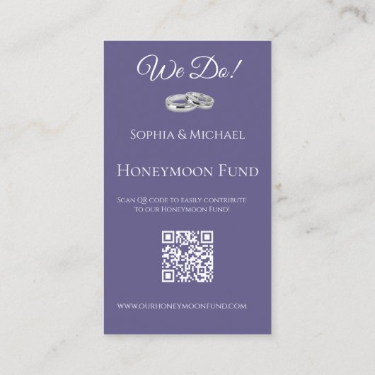 Paarse en witte- We Do-Wedding Rings-Registry- Visitekaartje (Achterkant)