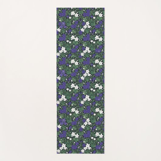 Paarse en Witte Wilde Bloem Botanische Yoga Mat (Voorkant)