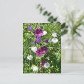 Paarse en witte Wildflowers DIY Briefkaart (Staand voorkant)