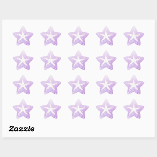 Paarse en witte zeesterren Stickers (Vel)