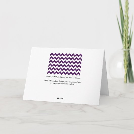 Paarse en witte zigzag bedankkaart (Achterkant)