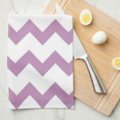 Paarse en witte zigzag-chevron theedoek (Quarter Fold)