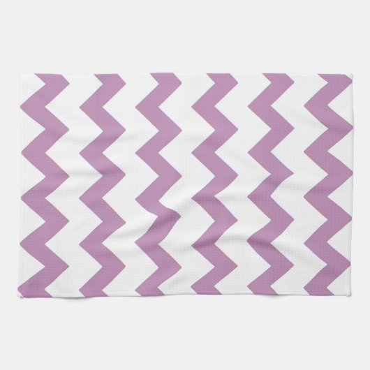 Paarse en witte zigzag-chevron theedoek (Horizontaal)