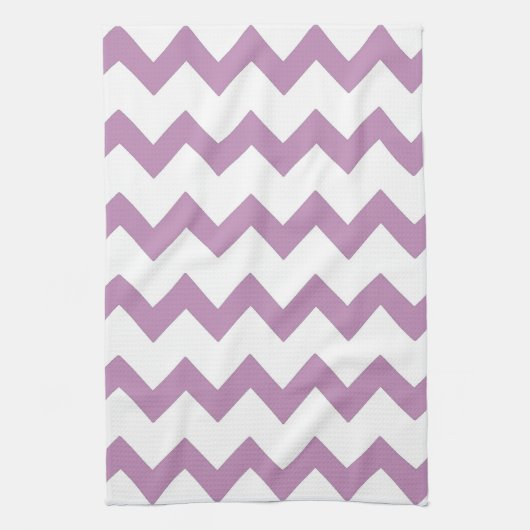 Paarse en witte zigzag-chevron theedoek (Verticaal)