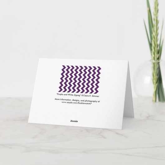 Paarse en witte zigzag kaart (Achterkant)