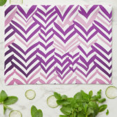 Paarse en witte ZigZag Theedoek (Gevouwen)