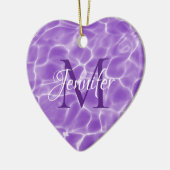 Paarse en witte zwembad Fotomonogram Keramisch Ornament (Links)