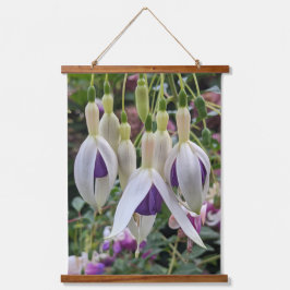 Paarse en witte zwevende Fuchsia Floral Hangend Wandkleed