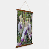Paarse en witte zwevende Fuchsia Floral Hangend Wandkleed (Gebogen)