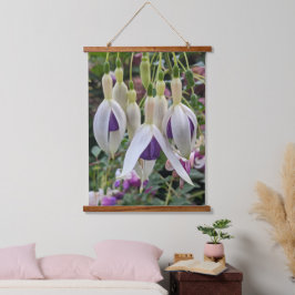 Paarse en witte zwevende Fuchsia Floral Hangend Wandkleed
