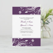 Paarse en witte zwevende zwevende riemen uitnodige kaart (Staand voorkant)