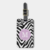 Paarse en Zebra Print Custom Monogram Bagagelabel (Voorkant verticaal)