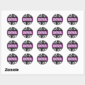 Paarse en zebraprint DIVA-typografie feeststicker Ronde Sticker (Vel)
