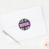 Paarse en zebraprint DIVA-typografie feeststicker Ronde Sticker (Envelop)
