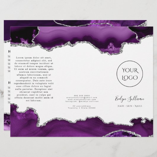 paarse en zilveragaatbrochure (Voorkant / Achterkant)