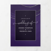 Paarse en zilverAgate Stone Wedding Tri-Fold Inv Drieluik Uitnodiging (Cover)