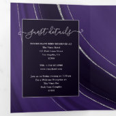 Paarse en zilverAgate Stone Wedding Tri-Fold Inv Drieluik Uitnodiging (Binnenzijde eerst)