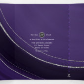 Paarse en zilverAgate Stone Wedding Tri-Fold Inv Drieluik Uitnodiging (Binnenkant midden)