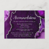 Paarse en zilverAgate Wedding Accommodatie Informatiekaartje (Voorkant)