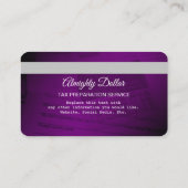 Paarse en zilvercreditcard visitekaartje (Achterkant)