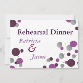 Paarse en zilverdot repetitie Inwendige uitnodigin Kaart (Achterkant)