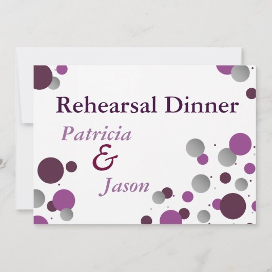 Paarse en zilverdot repetitie Inwendige uitnodigin Kaart (Achterkant)